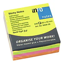 Notislapper INFO 50x50mm Neon mix 240ark