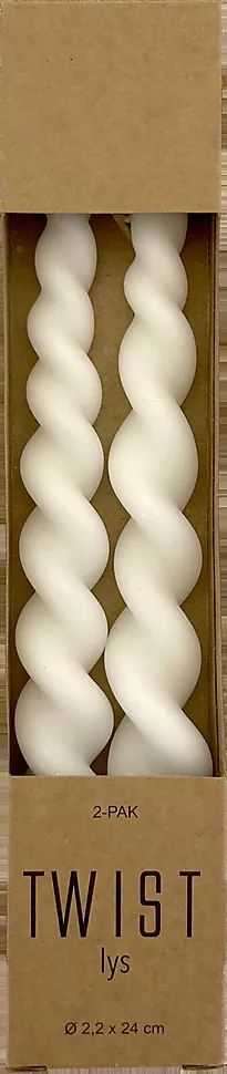 Stakelys 2pk Twist 24cm hvit
