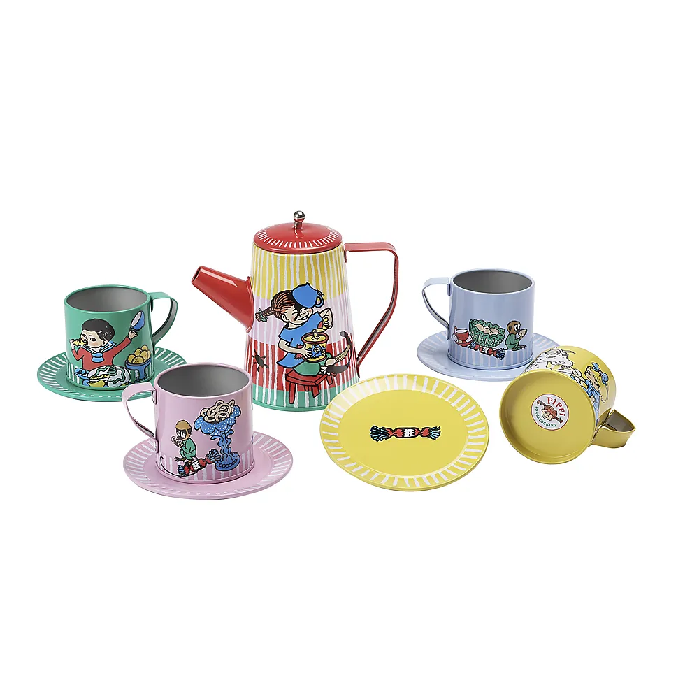 Lekeservise i blikk Pippi 6 deler