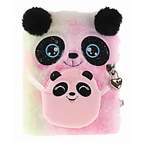 Dagbok plysj panda rosa/hvit