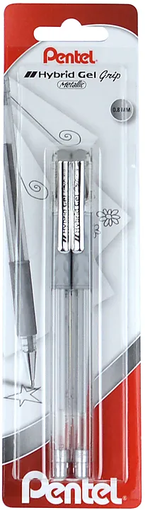 Kulepenn metallic Gel-roller 2 pk sølv