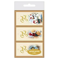 Merkelapper jul J.J. 6pk 3 design i eske