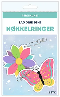 Nøkkelring perlekunst blomst/sommerfugl