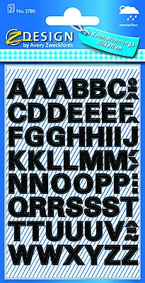 Etikett AVERY bokstav 9,5mm A-Z sort