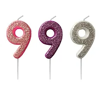 Kakelys 9 m/glitter rosa/lilla/sølv