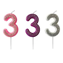 Kakelys 3 m/glitter rosa/lilla/sølv