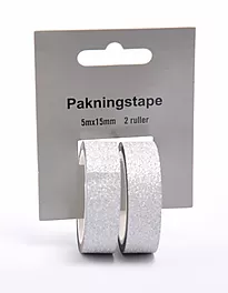 Tape glitter 5m x 15mm 2pk sølv