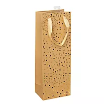 Flaskepose prikker sort/gullfolie kraft