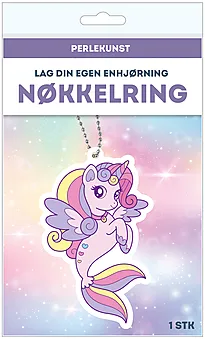 Perlekunst nøkkerling enjørning 14x8cm