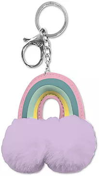 Nøkkelring plys og pu Rainbow lilla