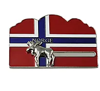 Magnet norsk flagg m/sølvelg