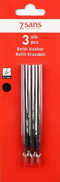 Refill 7sans rollerb viskbar 0,7mm sort
