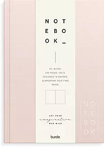 Notatbok Burde rosa A5 ulinjerte ark