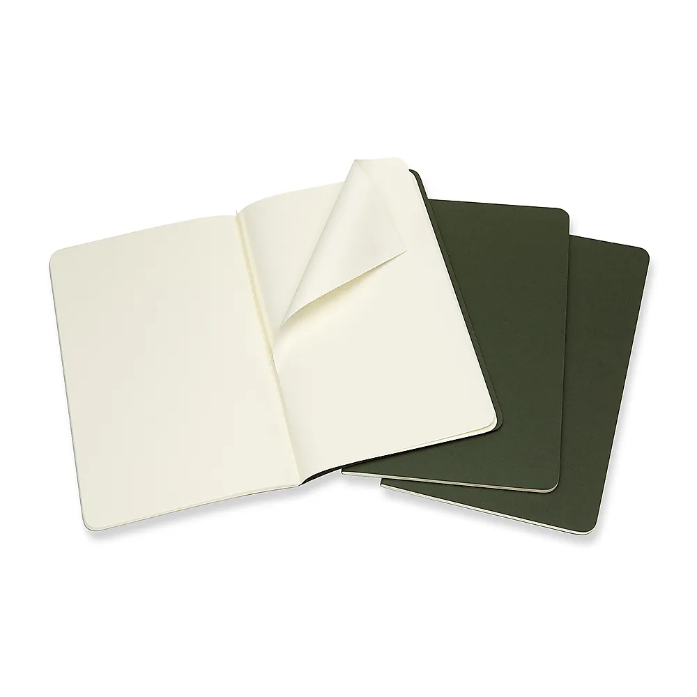 Notatbok Moleskine 3-pk ulinjert grønn