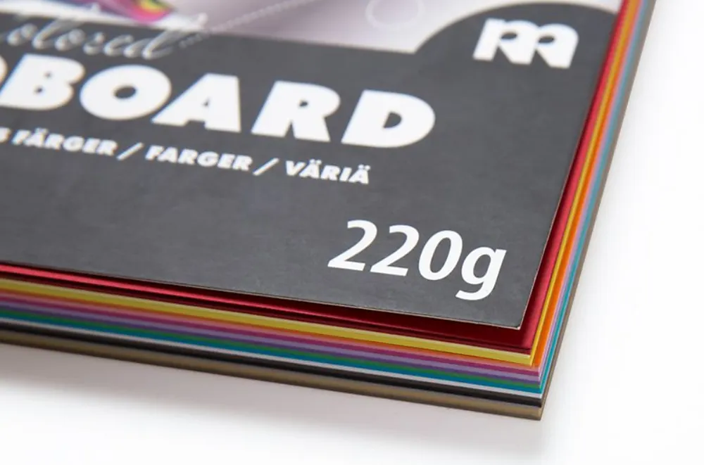 Tegneblokk A4 220g farget kartong 60ark