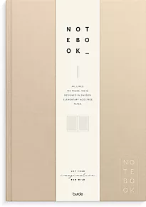 Notatbok Burde beige A4 linjerte ark