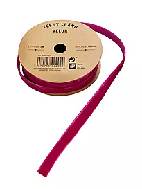 Tekstilbånd velur 3m x 1cm rosa