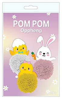 Hobbysett påske pompom hengepynt 3pk
