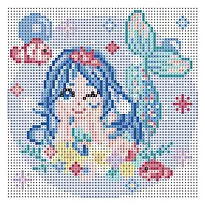 Perlekunst havfrue 20x20cm glitter