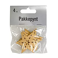 Pakkepynt stjerne 4 stk gull