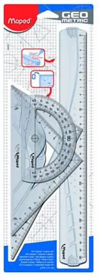 Linjal MAPED sett linjal/2vinkl./transp.