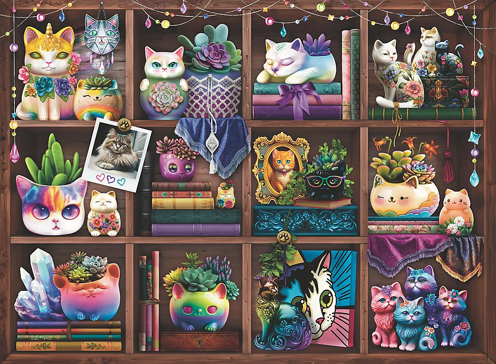 Puslespill 500 Cubby Cats and Succulents