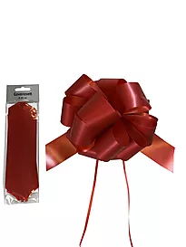Rosett pull bow 20cm matt rød, 16 loops
