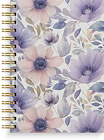 Spiralbok BURDE A5 linjer Flowers lilla