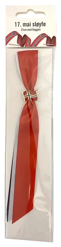 Sløyfe 17.mai blank m/flaggpin 21cm