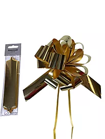 Rosett pull bow 15cm metallic gull