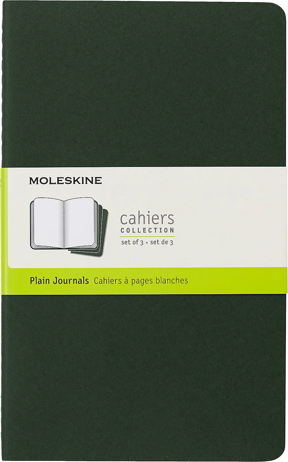 Notatbok Moleskine 3-pk ulinjert grønn