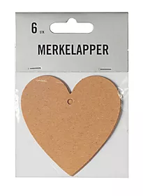 Merkelapp hjerte 6pk kraft brun