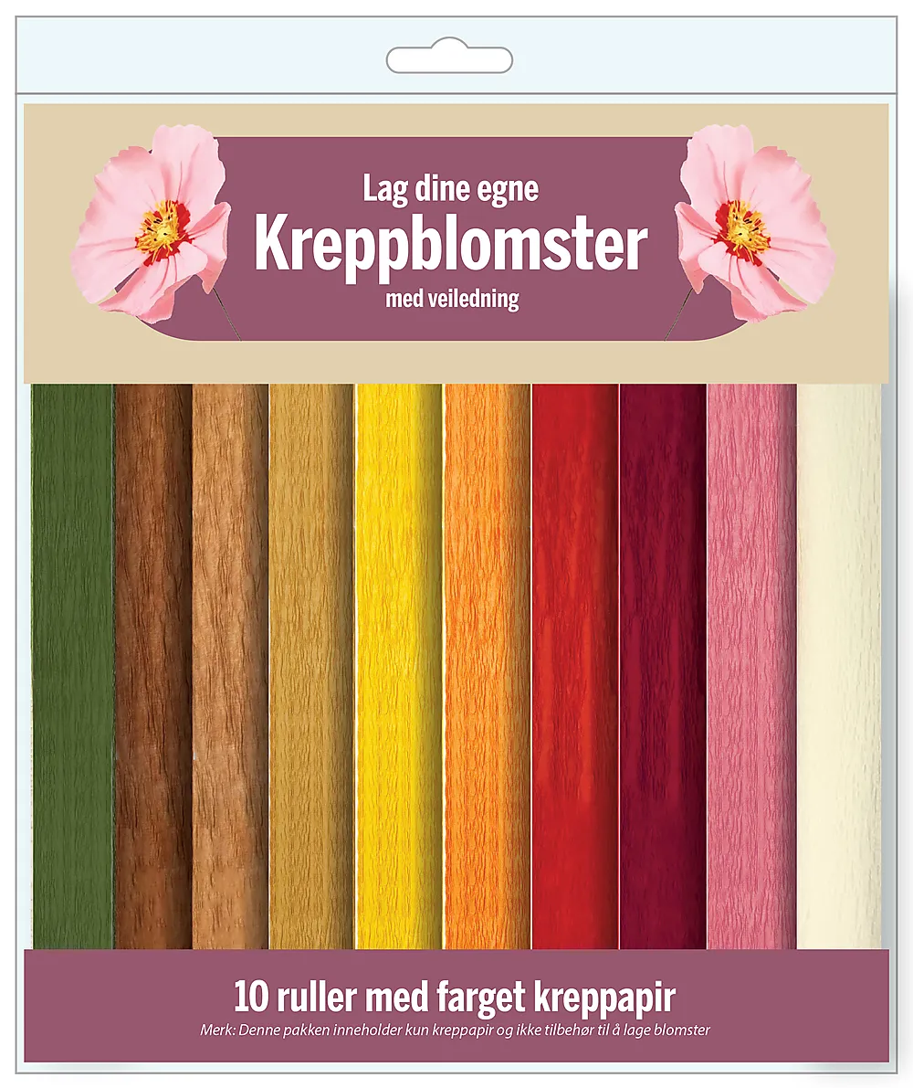 Kreppapir pakke 10 farger