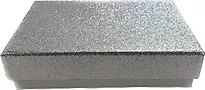 Gaveeske 12x8x2,7cm glitter lokk sølv