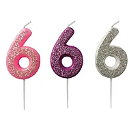 Kakelys 6 m/glitter rosa/lilla/sølv