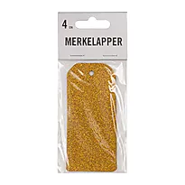 Merkelapper glitter 10x4,5cm 4pk gull