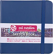 Skissebok m/strikk navy blue 12x12cm