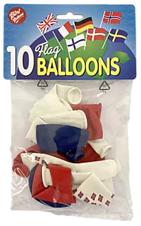 Ballonger 17.mai m/flaggtrykk 10pk