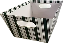 Gavekurv stripe m/håndtak hvit/grønn