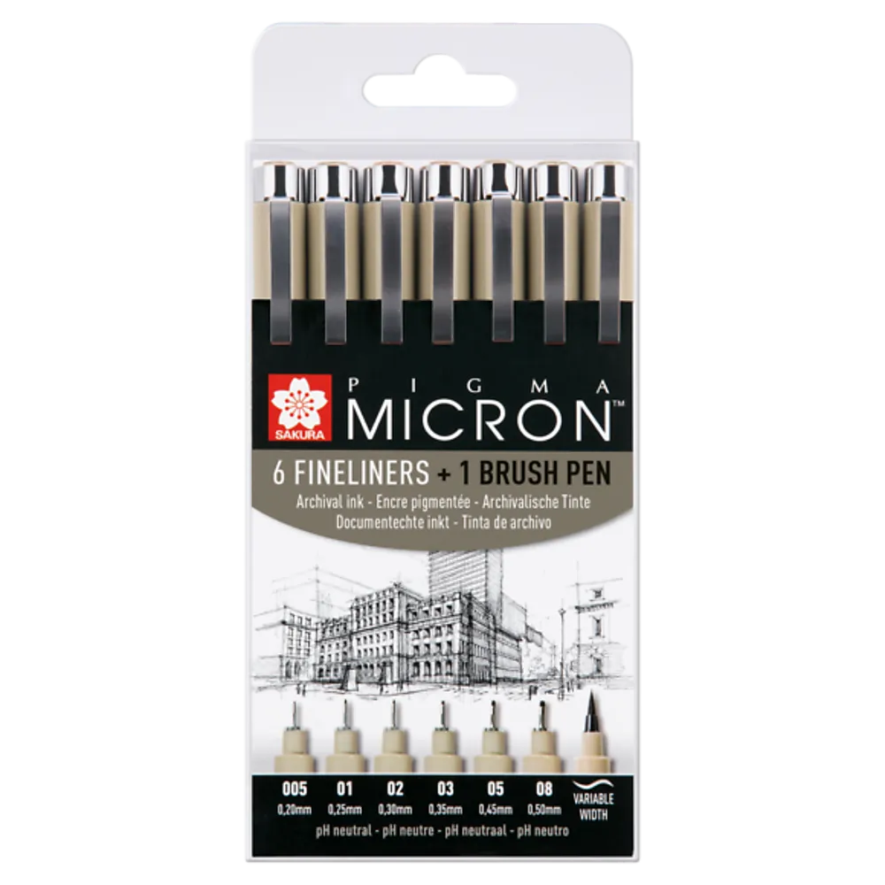 Filtpenn Sakura Pigma Micron 6+1 sort