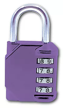 Hengelås 6 cm lilla med 4 tall