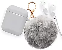 Air pod cover med nøkkelring plys grå