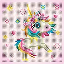 Perlekuns enhjørning 20x20cm glitter