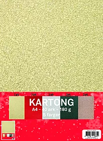 Kartong A4 glitter 15 ark 5 farger 180g