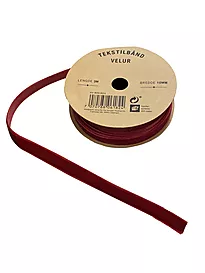 Tekstilbånd velur 3m x 1cm rød