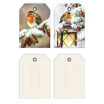 Merkelapper 6pk 2design fugl/lykt/kongle