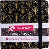 Skissebok m/strikk Art Deco 12x12cm