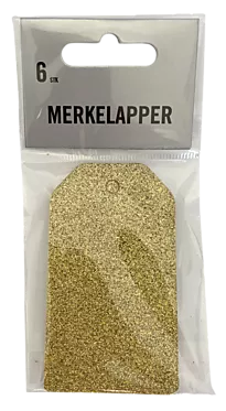 Merkelapper glitter 6 pk gull