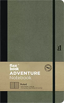 Notatbok Flex grå/grønn linj 13x21 cm