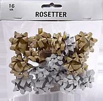 Rosetter glitter Ø4cm 16pk gull/sølv ass